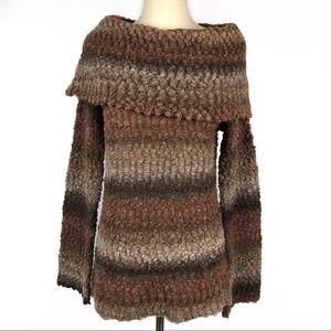 Hinge Mauve Ombré Boucle Knit Cowl Neck Sweater